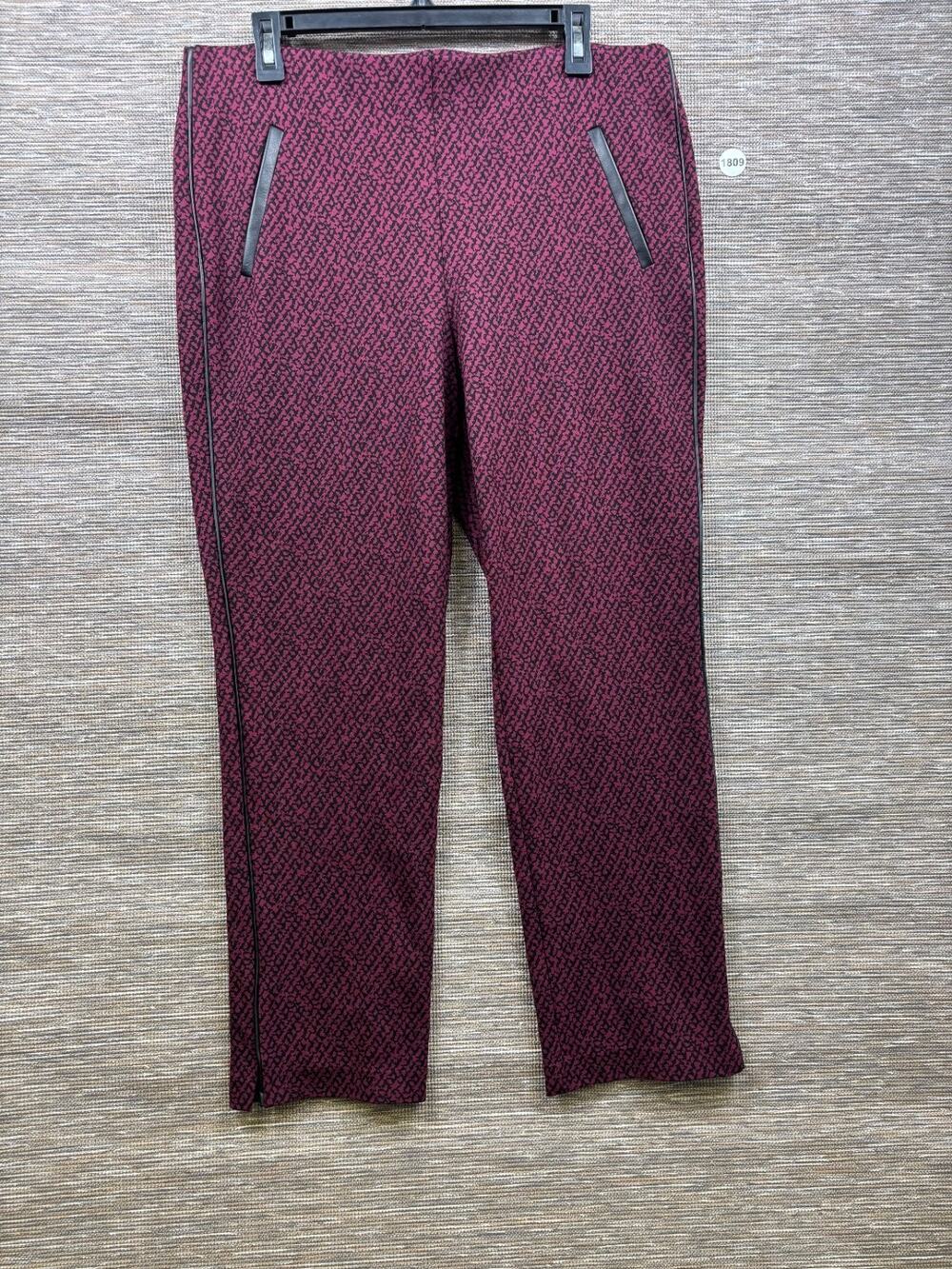 Chico's Juliet 360 Pull-on Ankle Pants Womens 2 US 12 Chianti Black Faux Leather